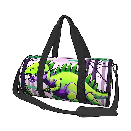 Grüner Dinosaurier & * Runde große Kapazität faltbare Seesack für Damen Herren Gym Tote, Sport Duffel., Schwarz , Einheitsgröße von DTGPRO