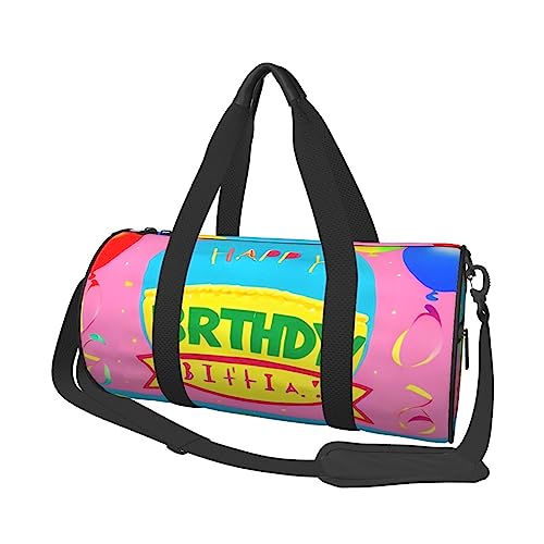 Happy Birthday Balloon Round Large Capacity Foldable Duffel Bag for Women Men, Gym Tote, Sports Duffel., Schwarz , Einheitsgröße von DTGPRO