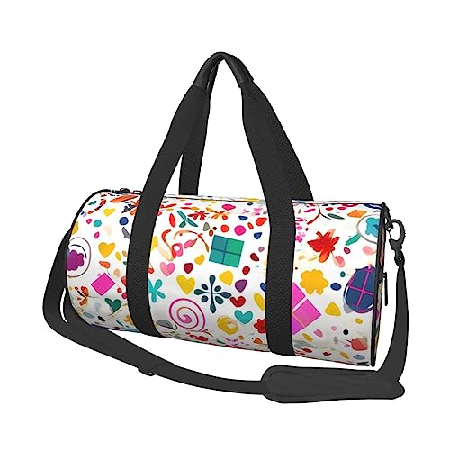 Happy Birthday Hintergrund & * Runde große Kapazität faltbare Seesack für Damen Herren Gym Tote, Sport Duffel., Schwarz , Einheitsgröße von DTGPRO