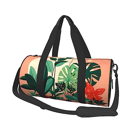 Indoor Potted Green Plants&* Round Large Capacity Foldable Seesack for Women Men, Gym Tote, Sports Duffel., Schwarz , Einheitsgröße von DTGPRO