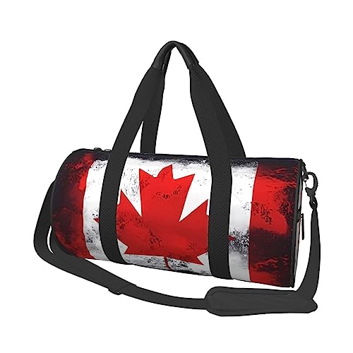 Kanadische Flagge & * Runde große Kapazität Faltbare Seesack für Damen Herren Gym Tote, Sport Duffel., Schwarz , Einheitsgröße von DTGPRO