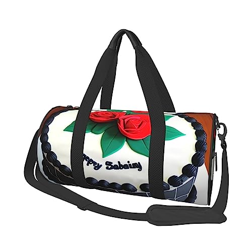 Köstliche Kuchen & * Runde große Kapazität Faltbare Seesack für Damen Herren Gym Tote, Sport Duffel., Schwarz , Einheitsgröße von DTGPRO