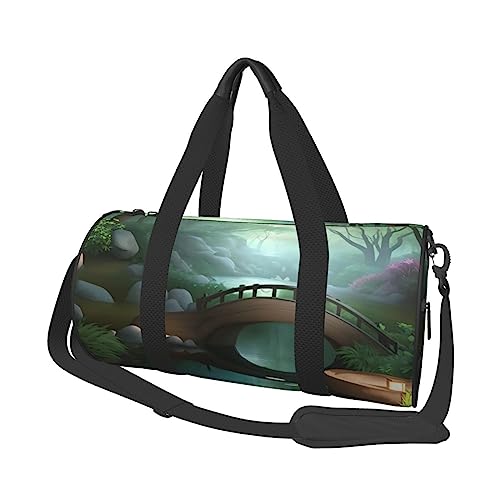 Little Bridge in The East&* Runde große Kapazität faltbare Seesack für Damen Herren Gym Tote, Sport Duffel., Schwarz , Einheitsgröße von DTGPRO