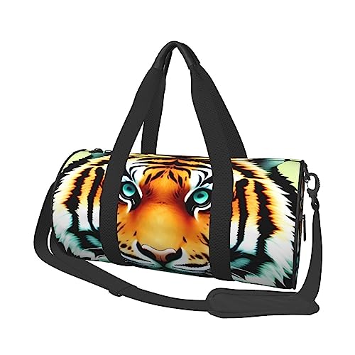 Little Fat Tiger Head & * Round Large Capacity Foldable Seesack for Women Men, Gym Tote, Sports Duffel., Schwarz , Einheitsgröße von DTGPRO