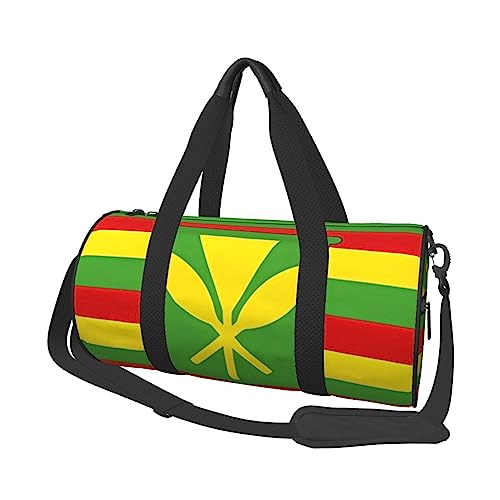 Native Hawaiian Flag Round Large Capacity Foldable Duffel Bag for Women Men, Gym Tote, Sports Duffel., Schwarz , Einheitsgröße von DTGPRO