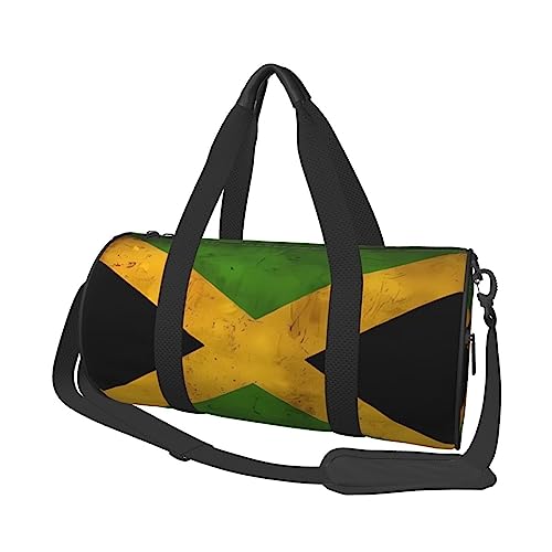 Old Jamaican Flag & * Round Large Capacity Foldable Seesack for Women Men, Gym Tote, Sports Duffel., Schwarz , Einheitsgröße von DTGPRO