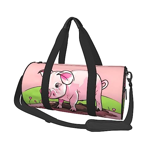 Pink Piglet & * Round Large Capacity Foldable Seesack for Women Men, Gym Tote, Sports Duffel., Schwarz , Einheitsgröße von DTGPRO