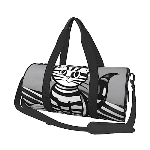 Play Ball Kitty Runde Große Kapazität Faltbare Seesack für Damen Herren Gym Tote, Sport Duffel., Schwarz , Einheitsgröße von DTGPRO