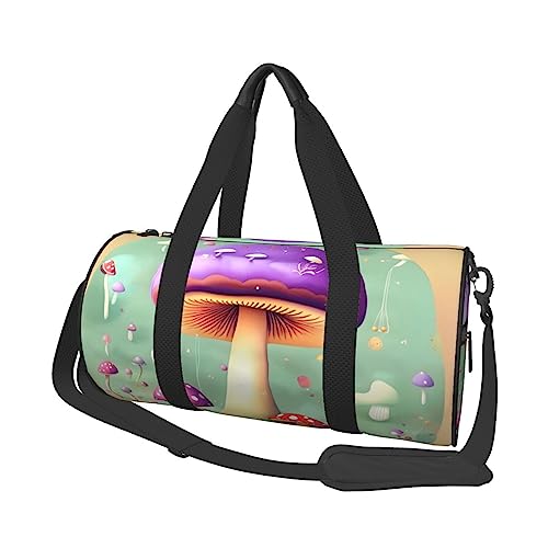 Purple Dream Pilz Runde Große Kapazität Faltbare Seesack für Damen Herren Gym Tote, Sport Duffel., Schwarz , Einheitsgröße von DTGPRO