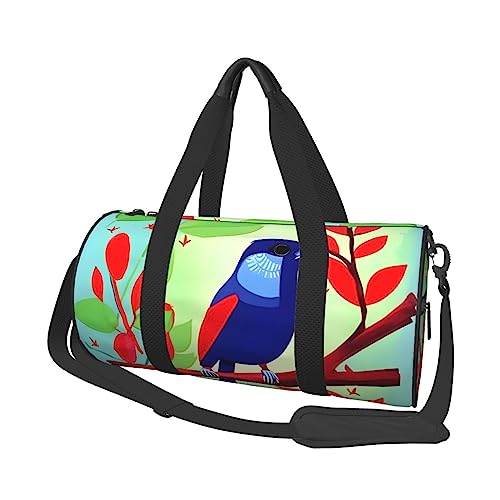 Red Leaf Bird Round Large Capacity Foldable Seesack for Women Men, Gym Tote, Sports Duffel., Schwarz , Einheitsgröße von DTGPRO