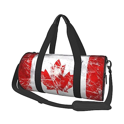 Retro Kanada Flagge Runde Große Kapazität Faltbare Seesack für Damen Herren Gym Tote, Sport Duffel., Schwarz , Einheitsgröße von DTGPRO
