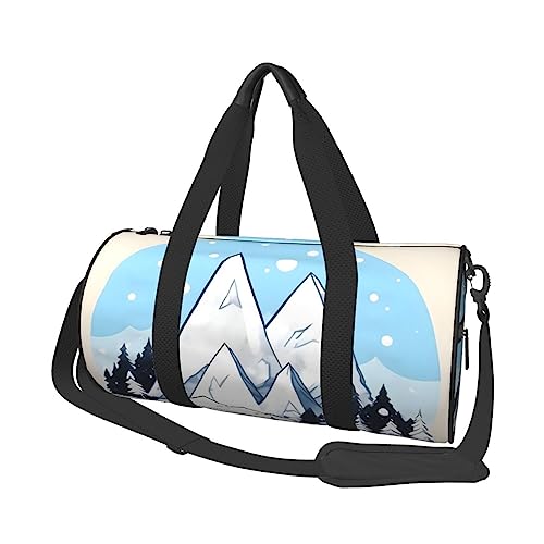 Schneebedeckte Berge & * Runde große Kapazität faltbare Seesack für Damen Herren Gym Tote, Sport Duffel., Schwarz , Einheitsgröße von DTGPRO