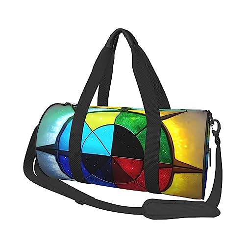 Shine in All Directions Round Large Capacity Foldable Duffel Bag for Women Men, Gym Tote, Sports Duffel., Schwarz , Einheitsgröße von DTGPRO