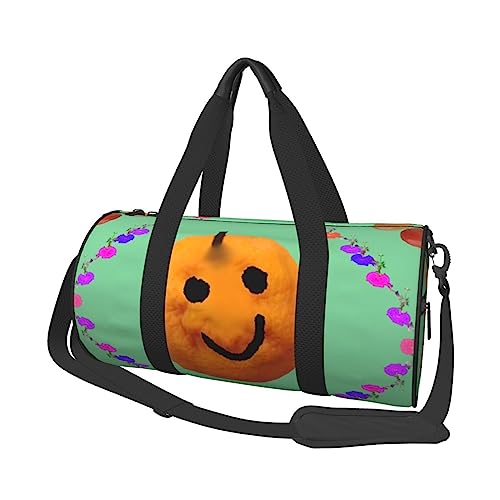 Smiley Citrus Runde große Kapazität Faltbare Seesack für Damen Herren Gym Tote, Sport Duffel., Schwarz , Einheitsgröße von DTGPRO