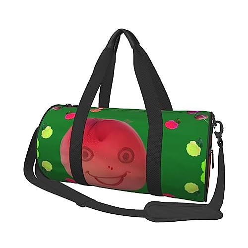 Smiling Red Pfirsiches & * Round Large Capacity Foldable Seesack for Women Men, Gym Tote, Sports Duffel., Schwarz , Einheitsgröße von DTGPRO