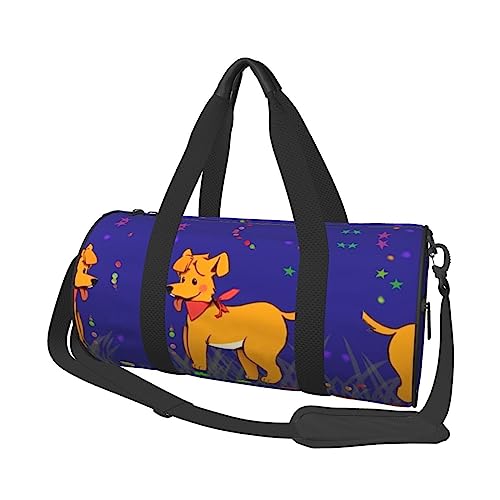 Spitting Tongue Cartoon Dog & * Round Large Capacity Foldable Duffel Bag for Women Men, Gym Tote, Sports Duffel., Schwarz , Einheitsgröße von DTGPRO