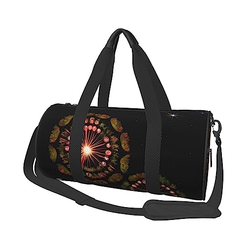 Starry Dandelion Round Large Capacity Foldable Duffel Bag for Women Men, Gym Tote, Sports Duffel., Schwarz , Einheitsgröße von DTGPRO