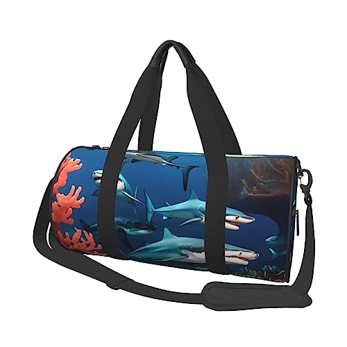 Submarine Shark Coral & * Round Large Capacity Foldable Seesack for Women Men, Gym Tote, Sports Duffel., Schwarz , Einheitsgröße von DTGPRO