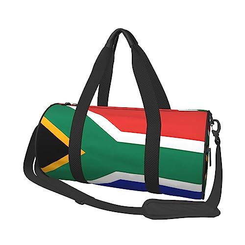 Südafrika-Flagge, rund, große Kapazität, faltbare Seesack für Damen und Herren, Sporttasche, Sporttasche., Schwarz , Einheitsgröße von DTGPRO