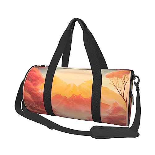 Sun Mountain Forest & * Runde große Kapazität faltbare Seesack für Damen Herren Gym Tote, Sport Duffel., Schwarz , Einheitsgröße von DTGPRO