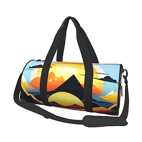 Sunrise Mountain Runde Große Kapazität Faltbare Seesack für Damen Herren Gym Tote, Sport Duffel, Schwarz , Einheitsgröße von DTGPRO