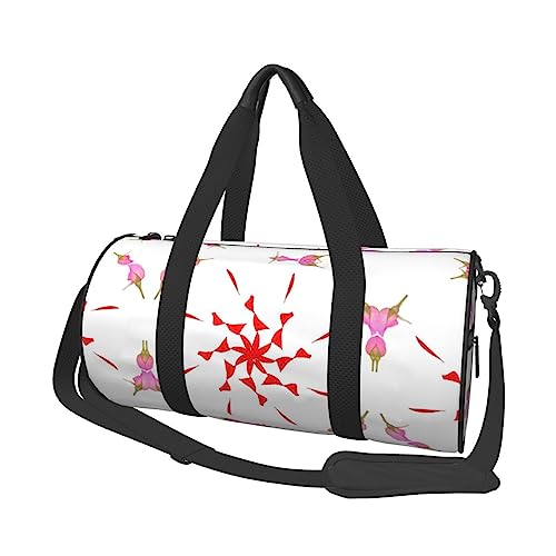 The Budding and Turning Flower & * Round Large Capacity Foldable Seesack for Women Men, Gym Tote, Sports Duffel., Schwarz , Einheitsgröße von DTGPRO