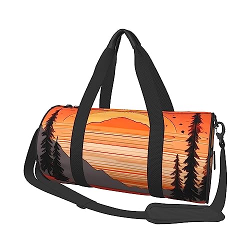 Tree Hills and Rivers Runde Große Kapazität Faltbare Seesack für Damen Herren Gym Tote, Sport Duffel., Schwarz , Einheitsgröße von DTGPRO