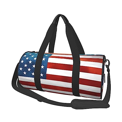 Vintage amerikanische USA-Flagge & * Runde große Kapazität faltbare Seesack für Damen Herren Gym Tote, Sport Duffel., Schwarz , Einheitsgröße von DTGPRO