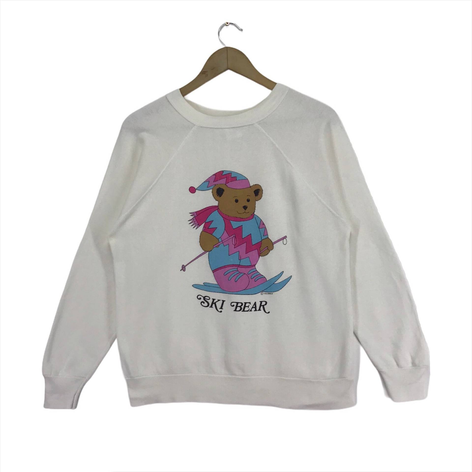 Selten Vintage 80Er Ski Bear Sweatshirt Crewneck Big Logo Pullover Made in Usa Größe Medium von DTHREESTORE