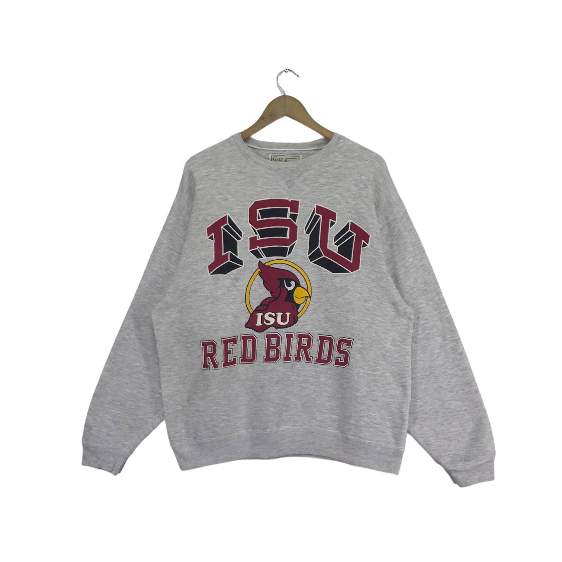 Selten Vintage 90Er Jahre Illinois State University Sweatshirt Crewneck Isu Red Birds Spell Out Big Logo Pullover Großformat von DTHREESTORE