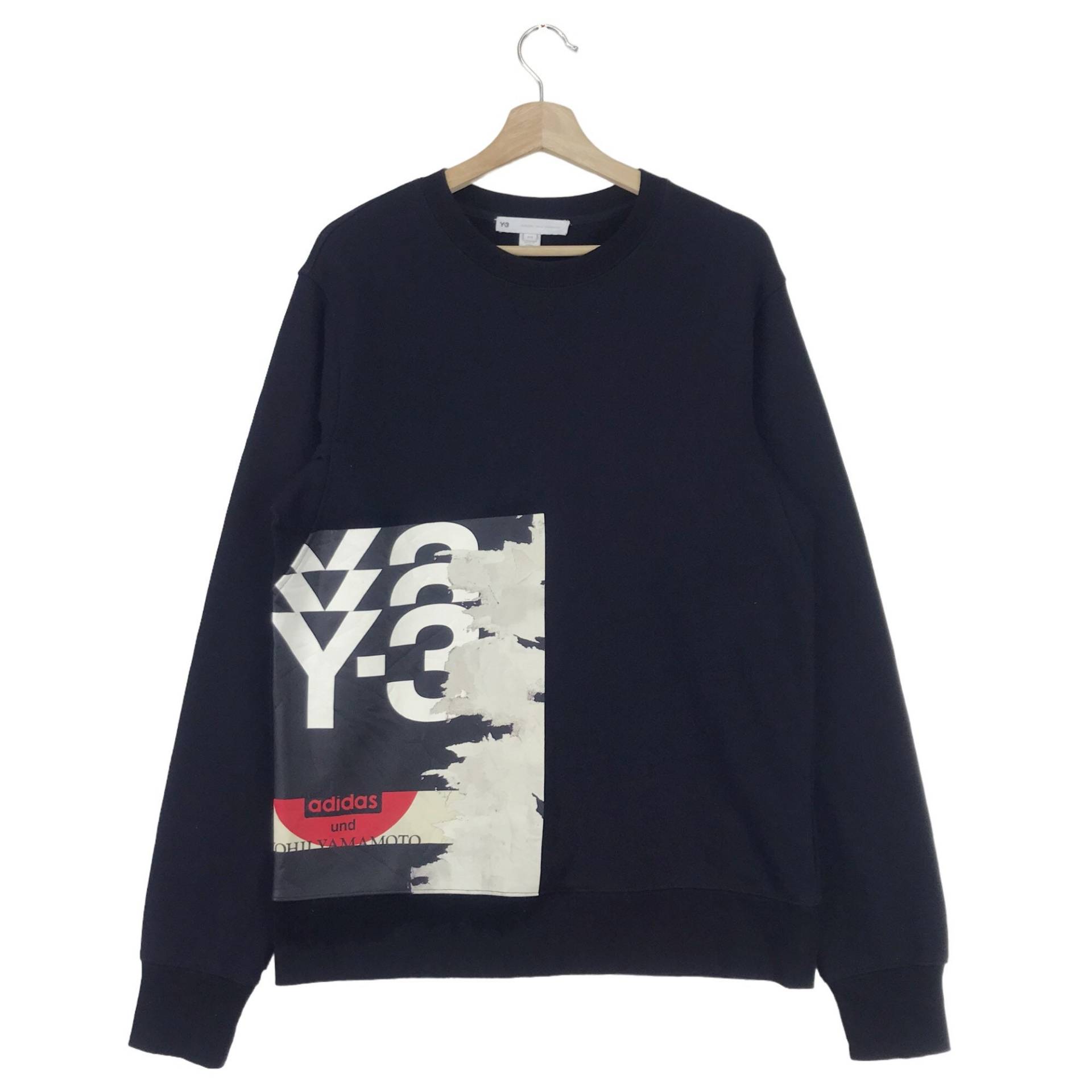 Traumhaft Y-3 Yohji Yamamoto Sweatshirts Rundhalsausschnitt Buchstabieren Großes Logo Collaboration Adidas Größe Medium von DTHREESTORE