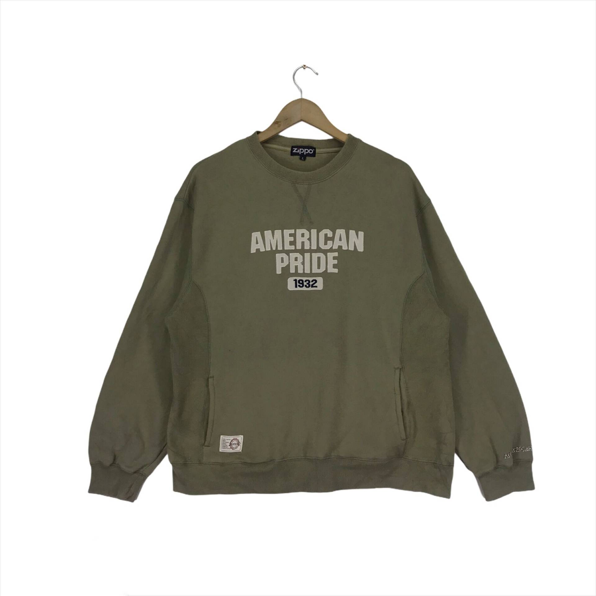 Vintage Zippo American Pride Sweatshirt Crewneck Buchstabierung Big Logo Pullover Größe Groß von DTHREESTORE