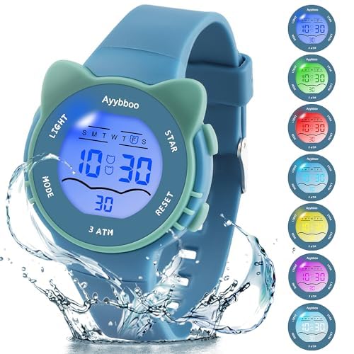 DTKID Digitaluhr Kinder, 7 Farben Kinderuhr Junge Mädchen, 3 ATM wasserdichte Sports Outdoor Armbanduhr Kinder Mit Timer, Wecker, Kalender DTKID Digitaluhr Kinder, 7 Farben Kinderuhr Junge Mädchen, 3 ATM wasserdichte Sports Outdoor Armbanduhr Kinder Mit Timer, Wecker, Kalender von DTKID