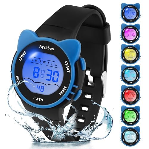 DTKID Digitaluhr Kinder, 7 Farben Kinderuhr Junge Mädchen, 3 ATM wasserdichte Sports Outdoor Armbanduhr Kinder Mit Timer, Wecker, Kalender DTKID Digitaluhr Kinder, 7 Farben Kinderuhr Junge Mädchen, 3 ATM wasserdichte Sports Outdoor Armbanduhr Kinder Mit Timer, Wecker, Kalender von DTKID
