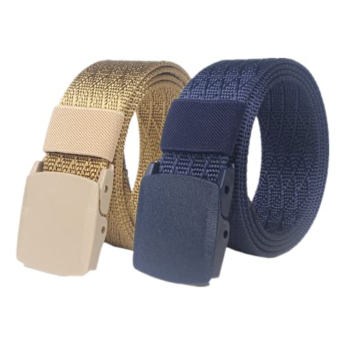 DTKJ 2 Pack Nylon Gürtel Herren Taktischer Gurtband Gürtel Atmungsaktiv Militär Webgürtel Outdoor Taillengürtel, Blau und Khaki, 120 cm von DTKJ