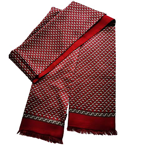 Herren Seidenschals für den Winter, doppelseitig, 100% Seide mit gebürstetem Futter, warm, luxuriös, Delfinrot, 170*30cm von DTLDWN