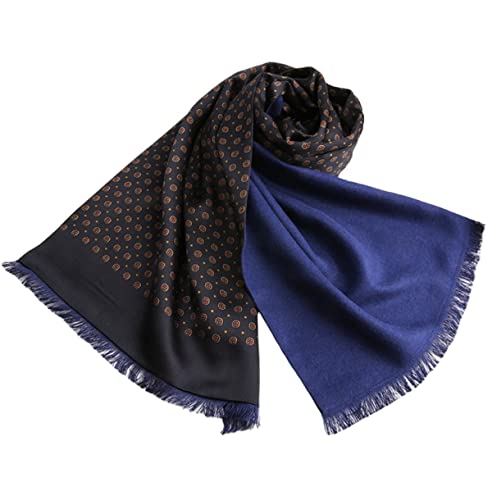 Herren Seidenschals für den Winter, doppelseitig, 100% Seide mit gebürstetem Futter, warm, luxuriös, Muster: Blau, 30*170cm von DTLDWN