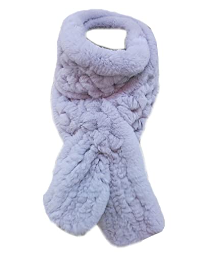 DTLDYG Echt Rex Kaninchenpelz Schal Handbuch Nackenwärme und Windschutzscheibe Winter Warm Damen (Hellgrau) von DTLDYG