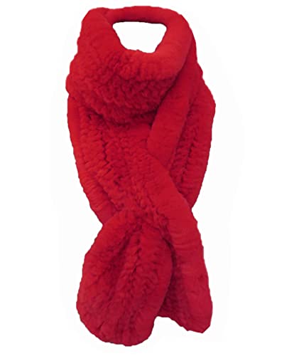DTLDYG Echt Rex Kaninchenpelz Schal Mode Dick Neu Frau Männer Winter Warm Damen (Rot) von DTLDYG