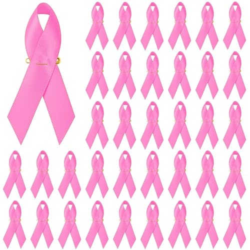 DTOFOOT 150 Stück Brustkrebs Brosche, Pink Ribbon Pin Rosa Schleife Anstecker Bewusstseins Satinband Broschen Abzeichen für Frauen Brustkrebs und AIDS-Bewusstsein von DTOFOOT
