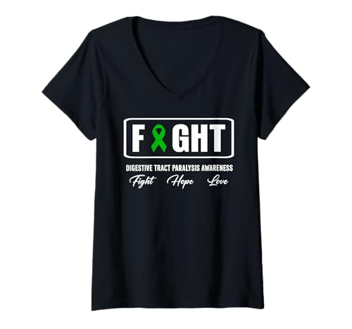 Damen DTP Awareness - Bekämpfung von Verdauungstraktlähmung Bewusstsein T-Shirt mit V-Ausschnitt von DTP Awareness Apparel.