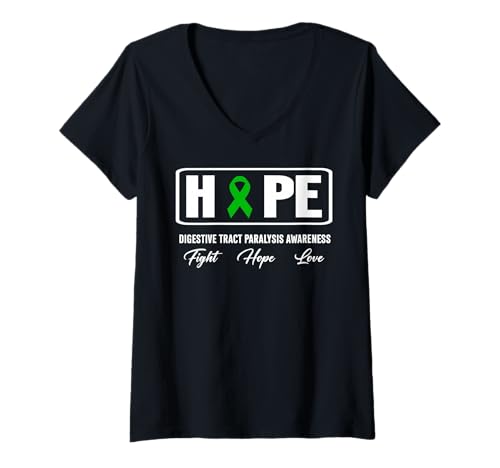 Damen DTP Awareness - Hoffnung Verdauungstrakt Lähmung Bewusstsein T-Shirt mit V-Ausschnitt von DTP Awareness Apparel.