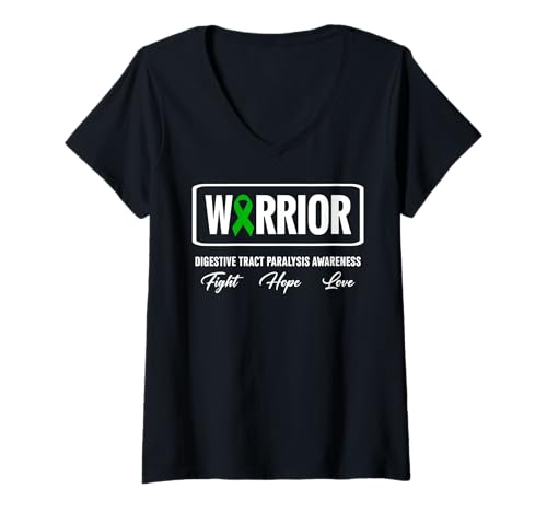 Damen DTP Warrior Shirt - Verdauungstrakt Lähmung Bewusstsein T-Shirt mit V-Ausschnitt von DTP Awareness Apparel.