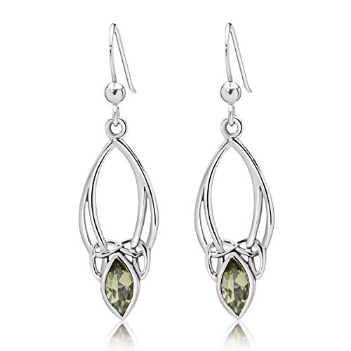 DTPSilver -Damen Haken Ohrringe 925 Sterling Silber - Keltische Dreifaltigkeitsknoten - keltischen Kollektion - Peridot von DTPsilver