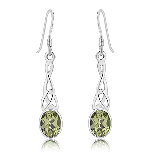 DTPSilver -Damen Haken Ohrringe 925 Sterling Silber - Keltische Dreifaltigkeitsknoten - keltischen Kollektion - Peridot von DTPsilver