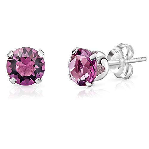 DTPSilver - Damen Ohrringe 925 Sterling Silber mit Kristallen von Swarovski® Elements 6 mm Runde Ohrstecker - Farbe : Amethyst von DTPsilver