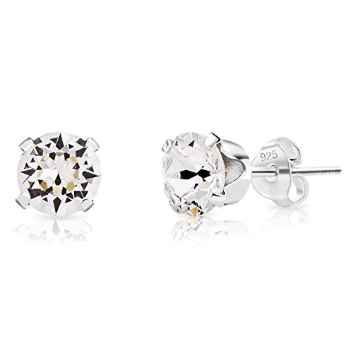 DTPSilver - Damen Ohrringe 925 Sterling Silber mit Kristallen von Swarovski® Elements 6 mm Runde Ohrstecker - Farbe : klare Kristalle von DTPsilver
