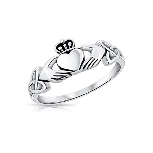 DTPsilver® 925 Sterling Silber Claddagh Ring - Liebe, Loyalität und Freundschaft - Mit keltischer Knoten von DTPsilver