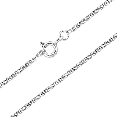 DTPsilver® 925 Sterling Silber Dünne Halskette/Panzerkette - Federringverschluss - Breite: 1,5 mm - Länge: 45 cm von DTPsilver