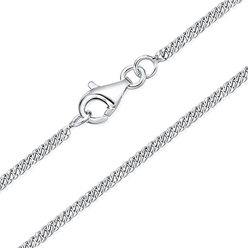 DTPsilver® 925 Sterling Silber Dünne Halskette/Panzerkette - Karabinerverschluss - Breite: 2 mm - Länge: 51 cm von DTPsilver